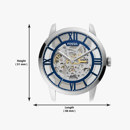 Reloj Fossil ME3200 automático para hombre con correa negra y esfera azul
