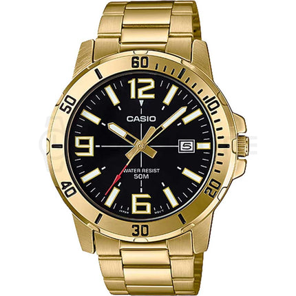 Reloj Casio MTP-VD01G-1B para hombre dorado con esfera negra