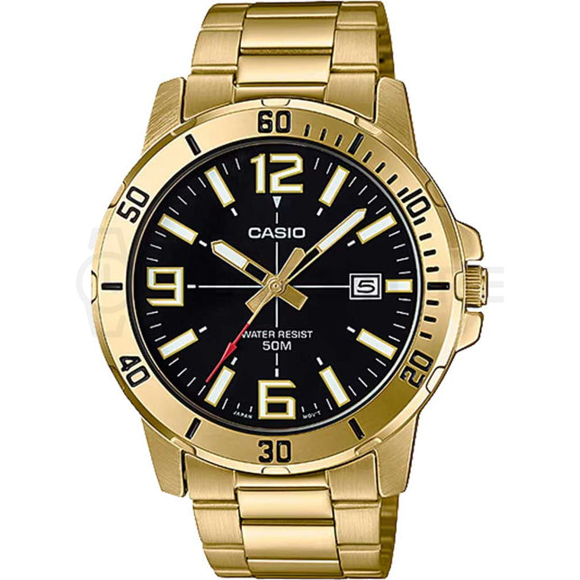 Reloj Casio MTP-VD01G-1B para hombre dorado con esfera negra