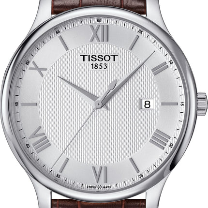 Reloj Tissot Tradition T063.610.16.038.00 para hombre con correa de cuero marrón