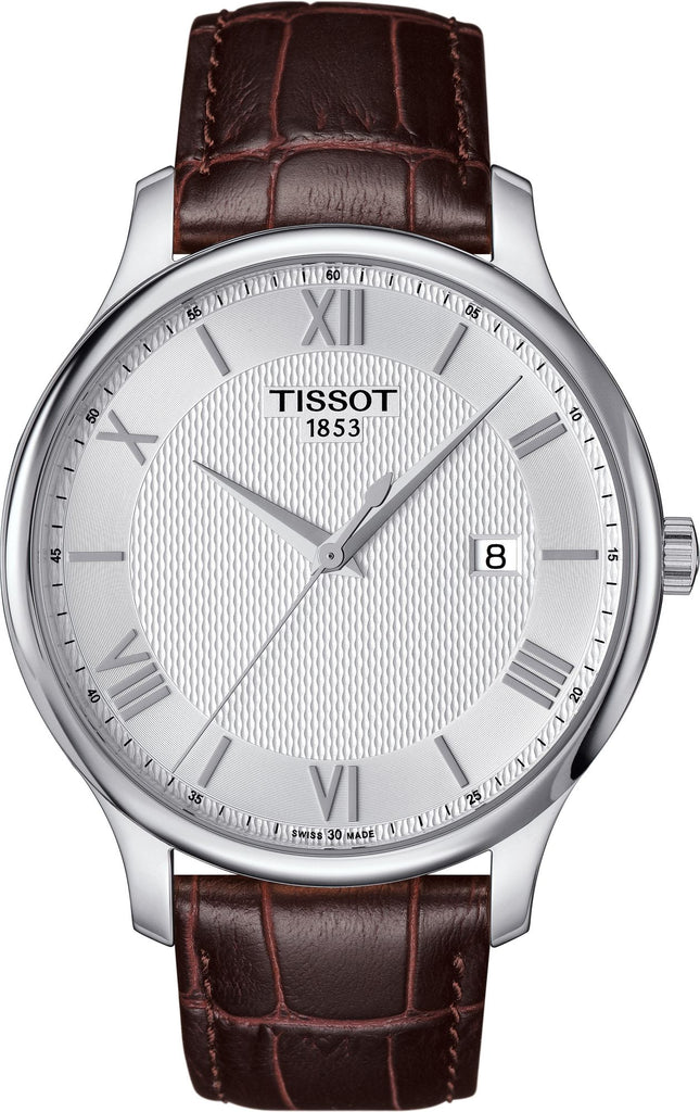 Reloj Tissot Tradition T063.610.16.038.00 para hombre con correa de cuero marrón