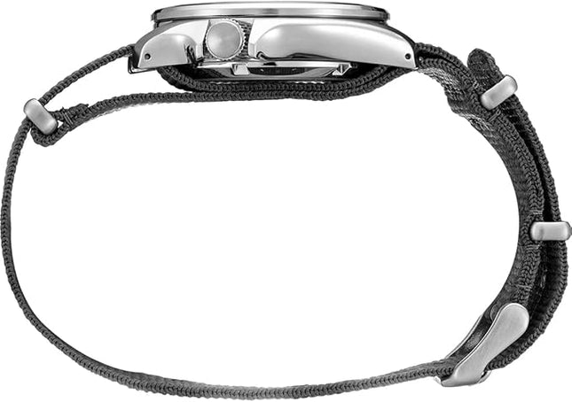 Detalle de la esfera gris del reloj Seiko SRPE61K1 automático