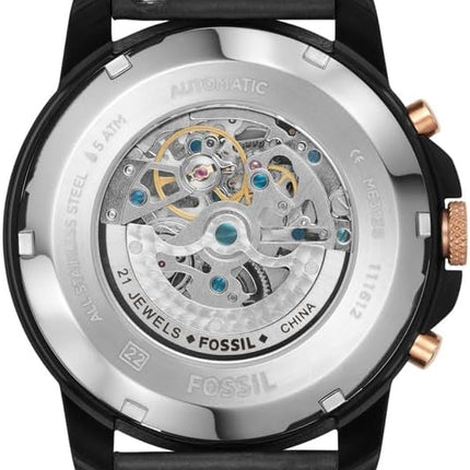 Parte trasera del reloj Fossil ME3138 automático en acero inoxidable