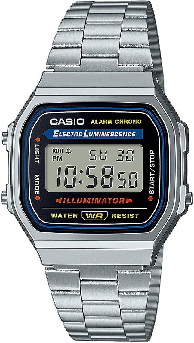 Reloj Casio Retro A168WA-1YES unisex en acero plateado