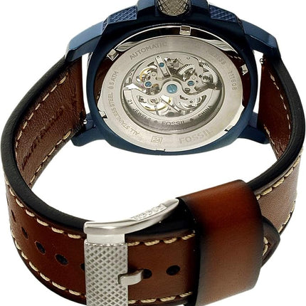 Parte trasera del reloj Fossil ME3135 automático en acero inoxidable