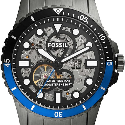 Reloj Fossil ME3201 automático para hombre en acero negro y azul