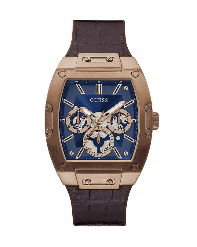 Reloj GUESS GW0202G2 Hombre Azul Marrón Acero y Cuero Multifunción 43mm