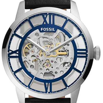 Reloj Fossil ME3200 automático para hombre con correa negra y esfera azul