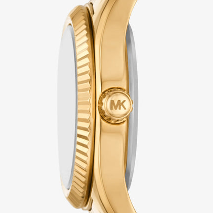 Vista lateral del reloj Michael Kors MK4741 en acero dorado