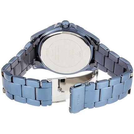 Parte trasera y cierre del reloj Guess W0702L1 en color azul