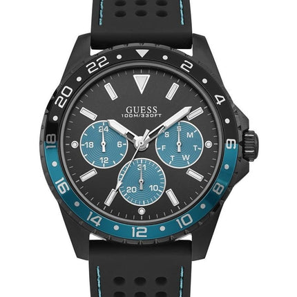 Reloj Guess W1108G5 para hombre con correa negra y detalles turquesa