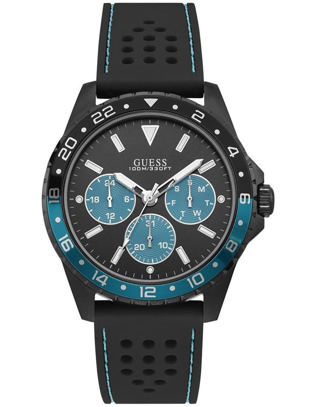 Reloj Guess W1108G5 para hombre con correa negra y detalles turquesa