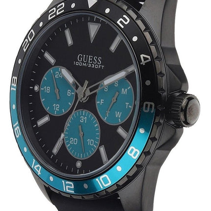 Reloj Guess W1108G5 para hombre con correa negra y detalles turquesa