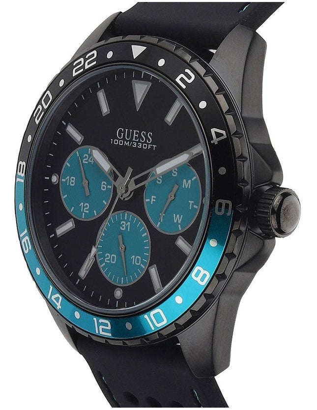 Reloj Guess W1108G5 para hombre con correa negra y detalles turquesa
