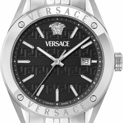 Reloj Versace VEKHA0425 para hombre en acero plateado y esfera negra