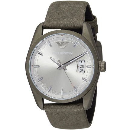 Vista frontal del reloj Emporio Armani AR6079 con esfera gris clara