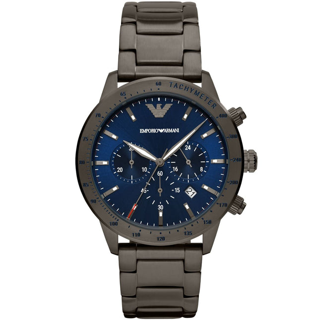 Reloj Emporio Armani AR80045 para hombre en acero gris con esfera azul