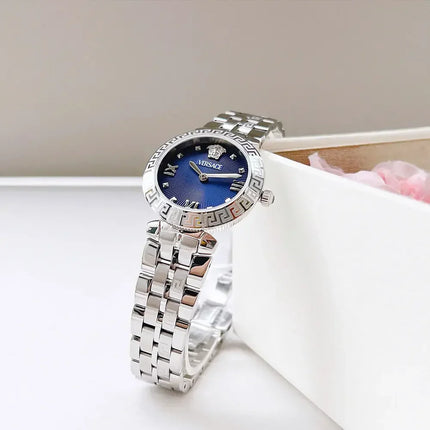 Reloj Versace VEOCA0124 para mujer en acero plateado y esfera azul