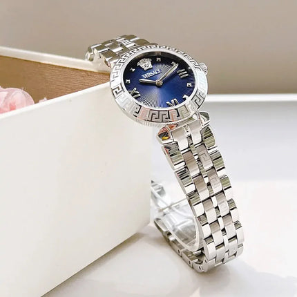Reloj Versace VEOCA0124 para mujer en acero plateado y esfera azul