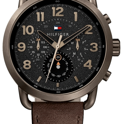 Reloj Tommy Hilfiger 1791425 para hombre con correa marrón y esfera negra
