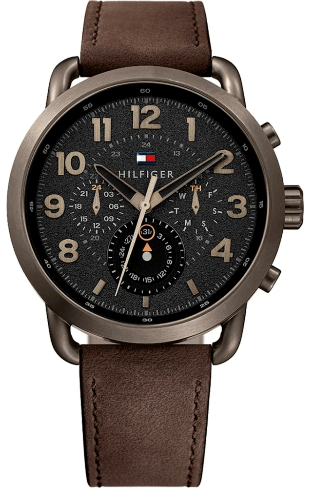 Reloj Tommy Hilfiger 1791425 para hombre con correa marrón y esfera negra