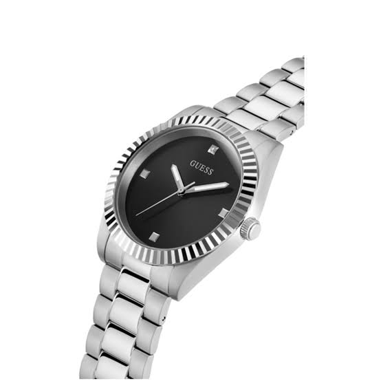 Perfil lateral del reloj Guess Connoisseur GW0542G1 de acero inoxidable.