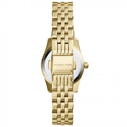 Parte trasera y cierre del reloj Michael Kors MK3270 dorado