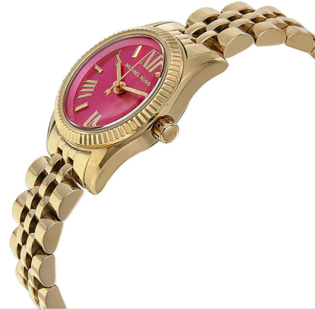 Detalle de la esfera rosa del reloj Michael Kors MK3270 para mujer