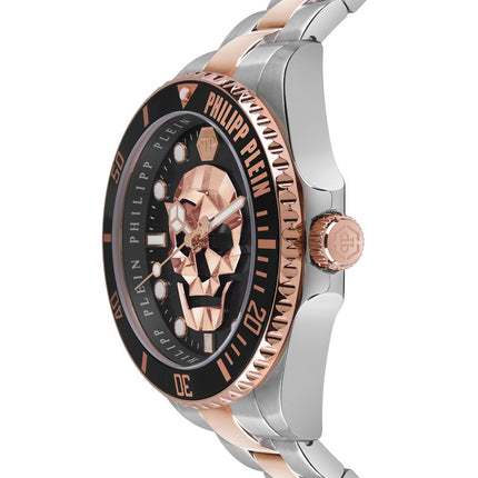 Detalle de la esfera negra y rosada del reloj Philipp Plein PWOAA0822