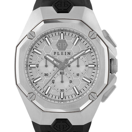Reloj Philipp Plein PWTBA0123 para hombre en acero plateado y correa negra