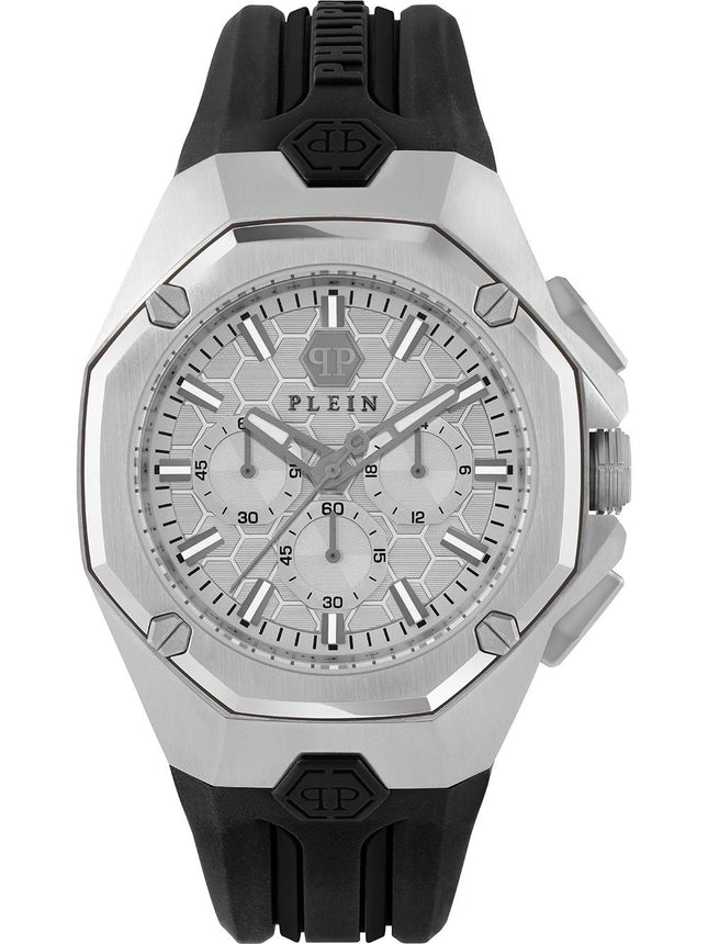Reloj Philipp Plein PWTBA0123 para hombre en acero plateado y correa negra