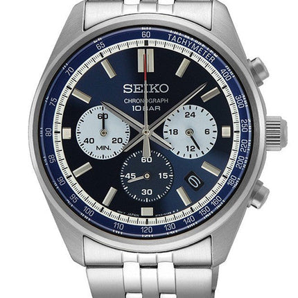  Reloj Seiko SSB427P1 para hombre en acero plateado con esfera azul