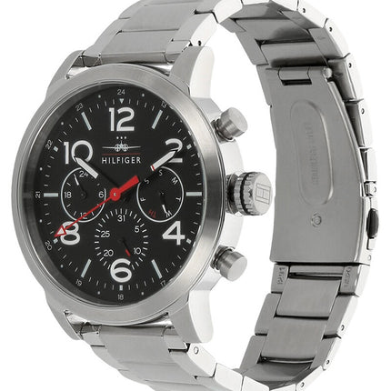 Detalle de la esfera negra del reloj Tommy Hilfiger 1791234 para hombre