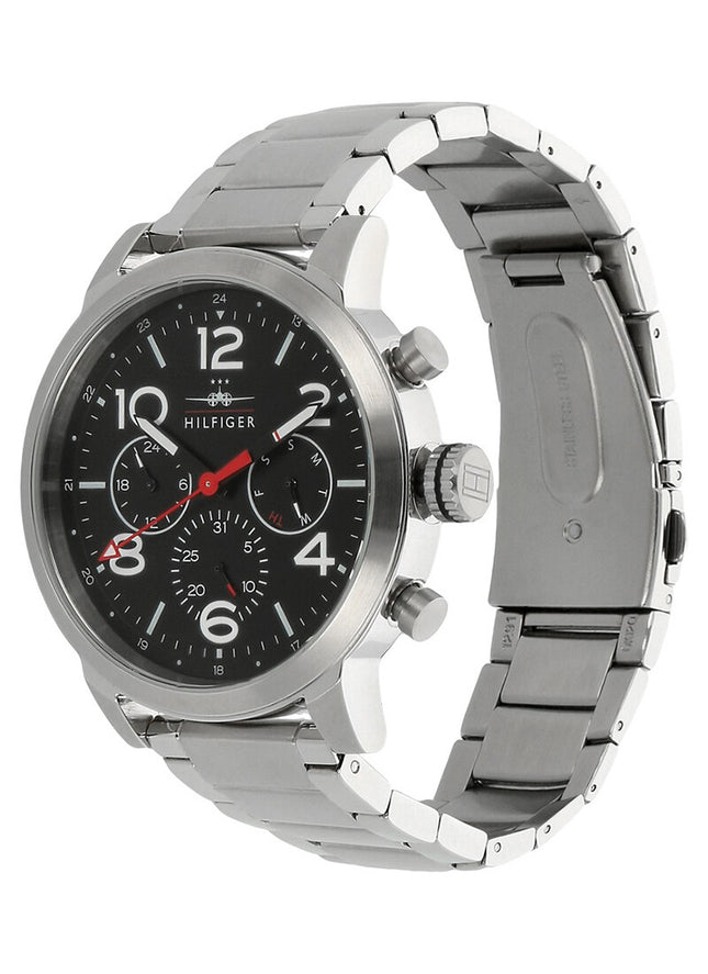 Detalle de la esfera negra del reloj Tommy Hilfiger 1791234 para hombre