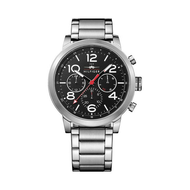 Reloj Tommy Hilfiger 1791234 para hombre en acero plateado con esfera negra