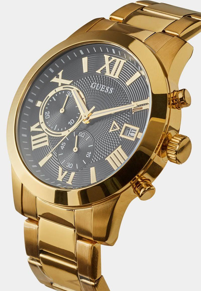 Detalle de la esfera negra del reloj Guess W0668G8 para hombre