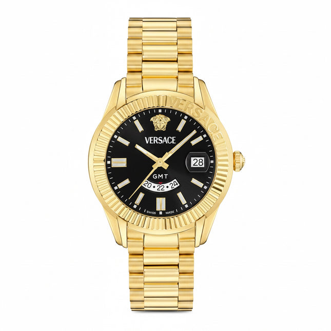 Reloj Versace VEOU00625 para hombre dorado con esfera negra