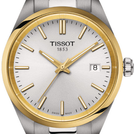 Reloj Tissot PR 100 T150.210.21.031.00 para mujer con esfera plateada y brazalete bicolor