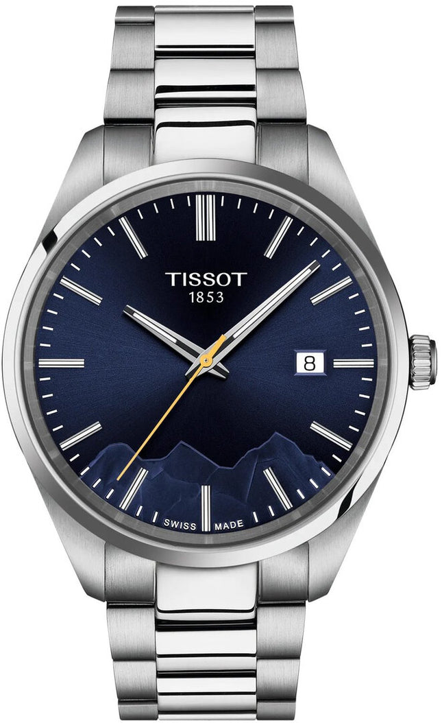 Reloj Tissot PR 100 Jungfraubahn T150.410.11.041.02 para hombre con esfera azul y brazalete de acero