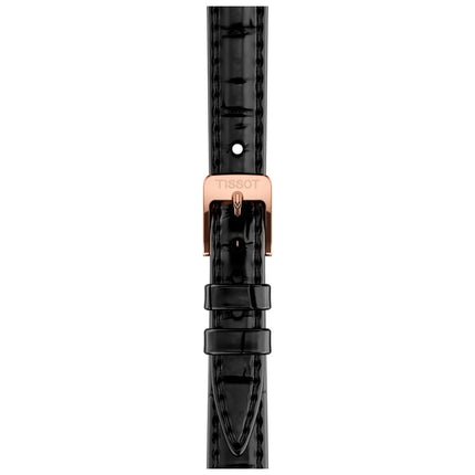 Correa negra de piel lacada del reloj Tissot SRV para mujer
