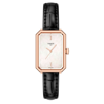 Reloj Tissot SRV T160.110.36.113.00 para mujer con caja oro rosa y correa negra