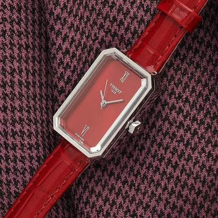 Esfera roja con números romanos del reloj Tissot SRV T160.110.16.423.00