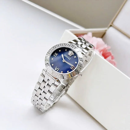 Reloj Versace VEOCA0124 para mujer en acero plateado y esfera azul