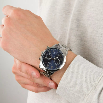 Reloj Guess W1309G4 para hombre en acero plateado y esfera azul